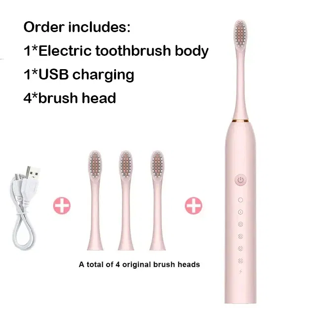 Color: Gold - Toothink Electric Toothbrush Smart Timing Tooth Brush Rechargeable Teeth Clean Whitening Sonic Toothbrush With Replacement Head