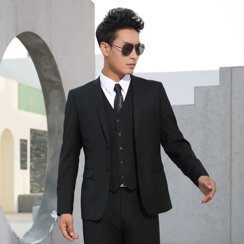 Color: Blue, Size: XXXL - Men Suits Slim Fit Business Formal Casual Classic Suit Wedding Groom Party Prom Single Breasted Solid Color Black Gray Navy Blue
