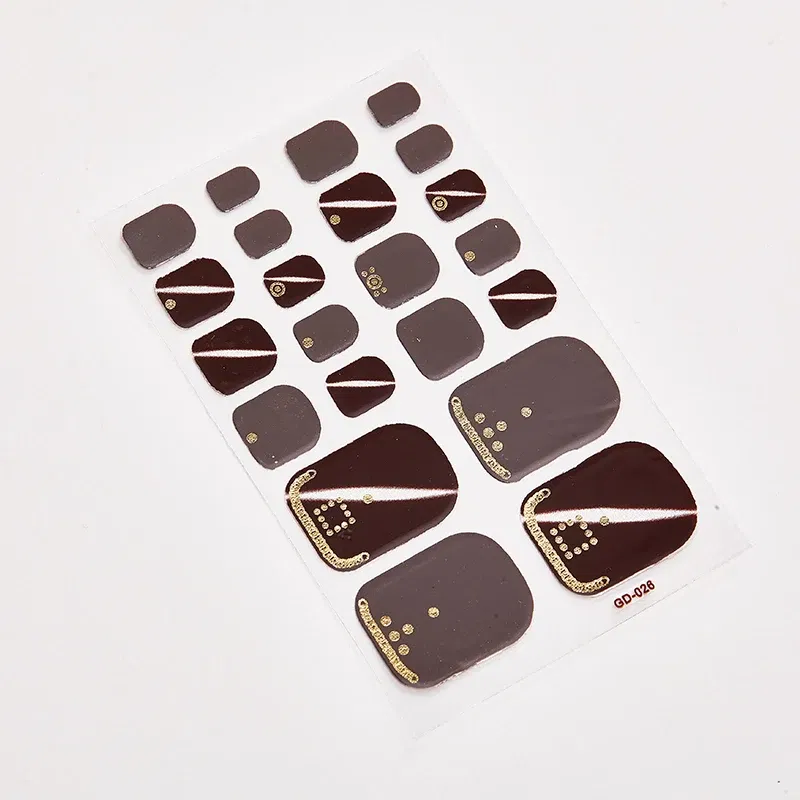 Color: Greyish Brown - 22 Tips/Sheet Women Salon Fashion Nail Stickers Designed Full Beauty Full Cover Nail Stickers Novidades Nails Sticker Designer