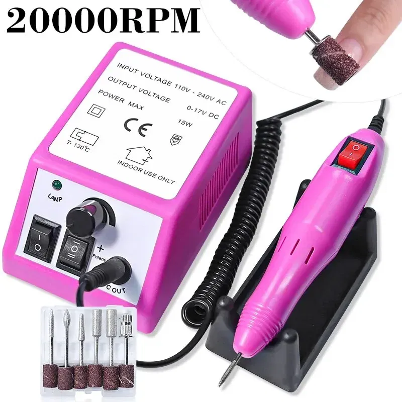 Plugs Type: us, Color: Black - 20000rpm Professional Nail Drill Machine Electric Nail File for Manicure Nails & Toenail Manicure Nail Art Pedicure File Tools