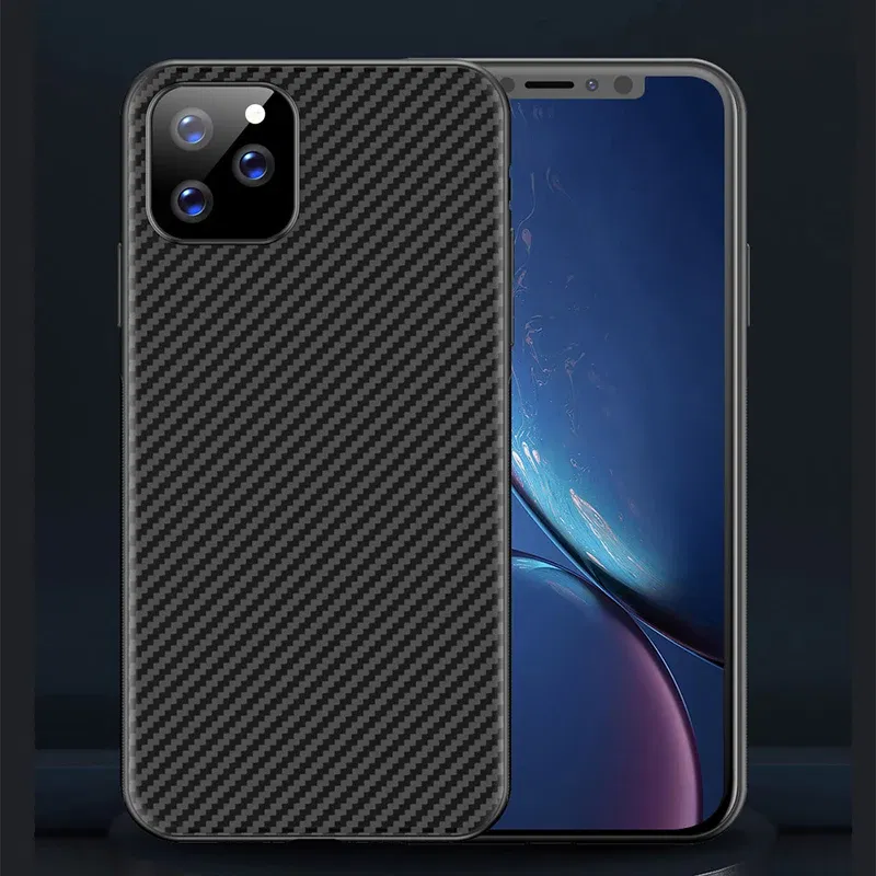 Color: black, Material: PE - Luxury Carbon Fiber Silicone Case for iPhone 13 11 12 14 15 16Pro Max XSMAX XR XS  X SE 5 6 6S 7 8 14Plus  Protective Soft Cover