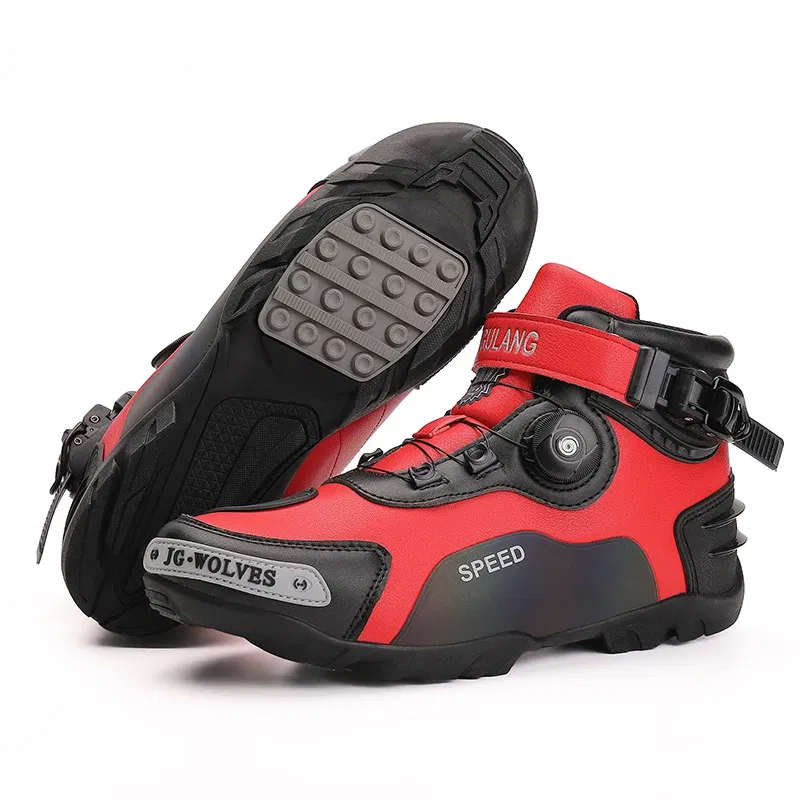 Color: Beige, Shoe Size: 43 - Men's Motorcycle Protective Boots Leather Breathable Shock-absorbing Waterproof Motorcycle Cross-country Shoes Protect The Ankle