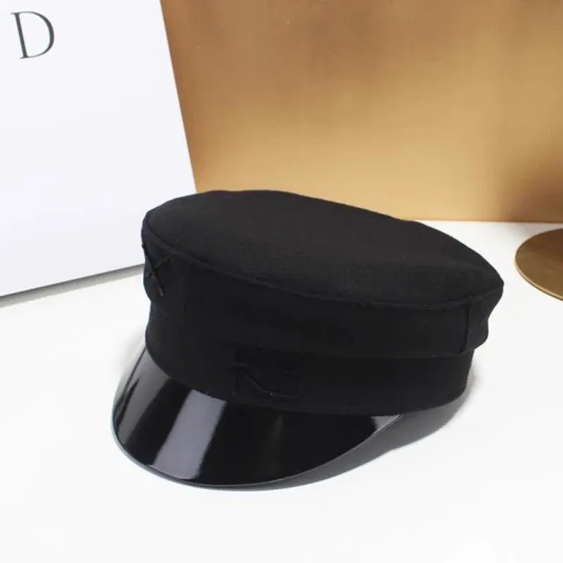 Color: PURPLE, Hat Size: 6 - Brand Designer New Winter Embroidery Letter Baker Boy Straw Caps Purple Newsboy Caps Thick Warm Flat Cap Chapeau Homme