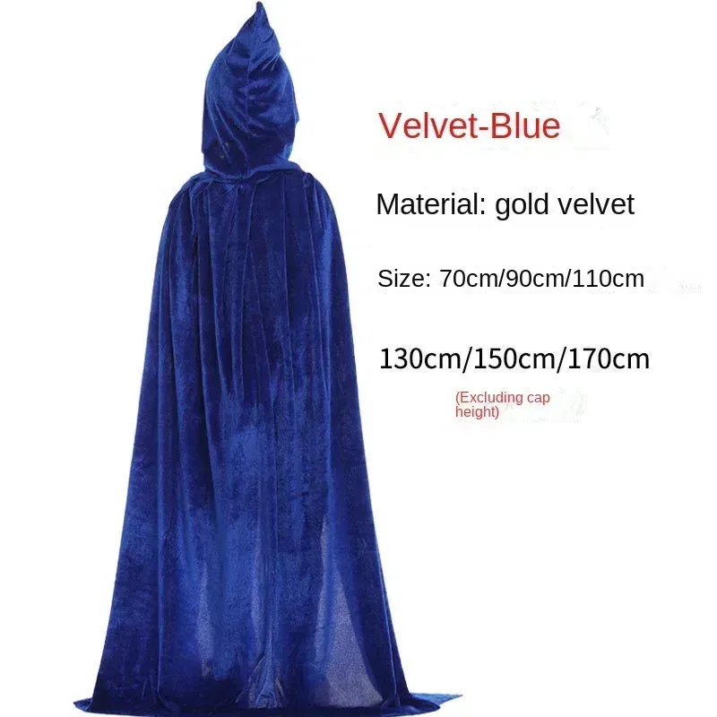 Color: Mint, Size: L - Velvet Cloak Cape Hooded Medieval Costume Witch Wicca Vampire Man Woman Unisex Solid Color