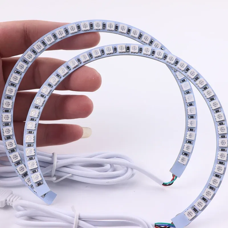 Color: Gold - Excellent 2pc  Rings Angel Eye car Headlight RGB 60/70/80/90/100/110/120 mm Lampshades Bright auto drl Angel Eyes Motorcycle