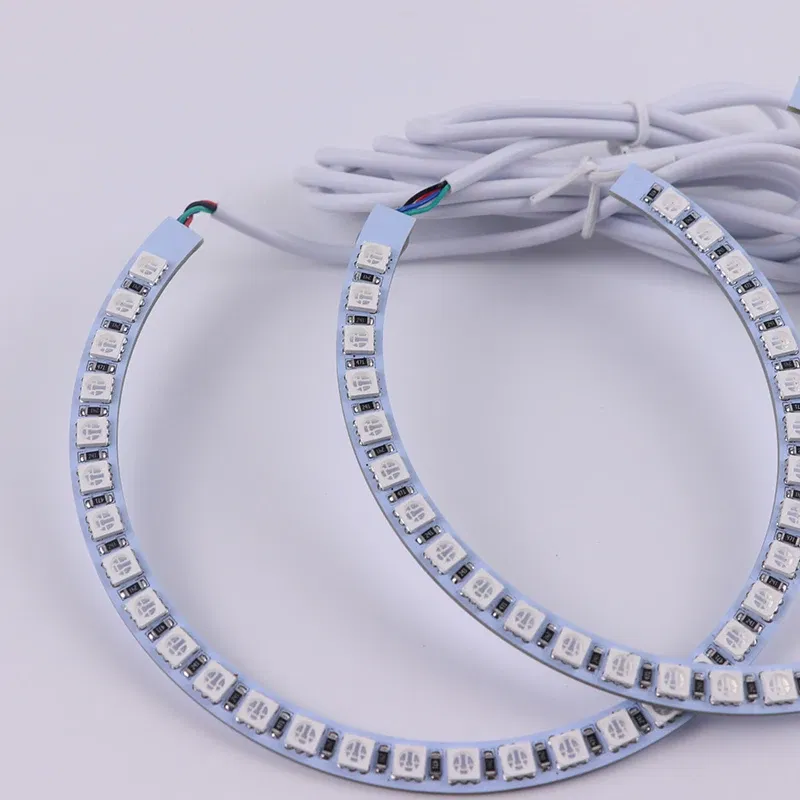 Color: Gold - Excellent 2pc  Rings Angel Eye car Headlight RGB 60/70/80/90/100/110/120 mm Lampshades Bright auto drl Angel Eyes Motorcycle