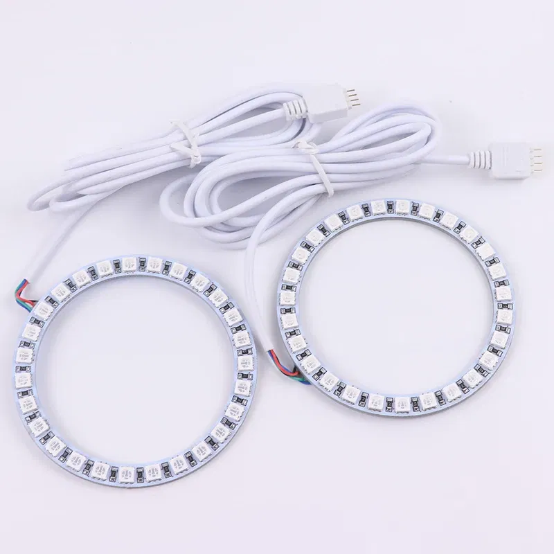 Color: Gold - Excellent 2pc  Rings Angel Eye car Headlight RGB 60/70/80/90/100/110/120 mm Lampshades Bright auto drl Angel Eyes Motorcycle