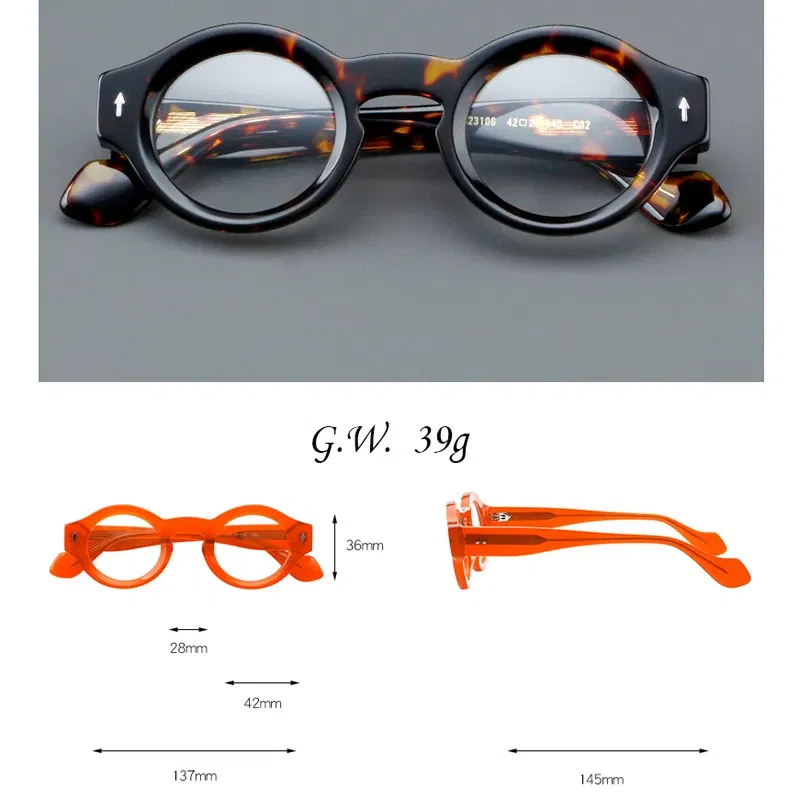 Frame Color: GRAY, Eye Prescription: +250 - VCKA Round Acetate Reading Glasses Frame Retro Men Prescription Anti-blue discolor Women Custom Optics Retro Eyewear +0.50to +10