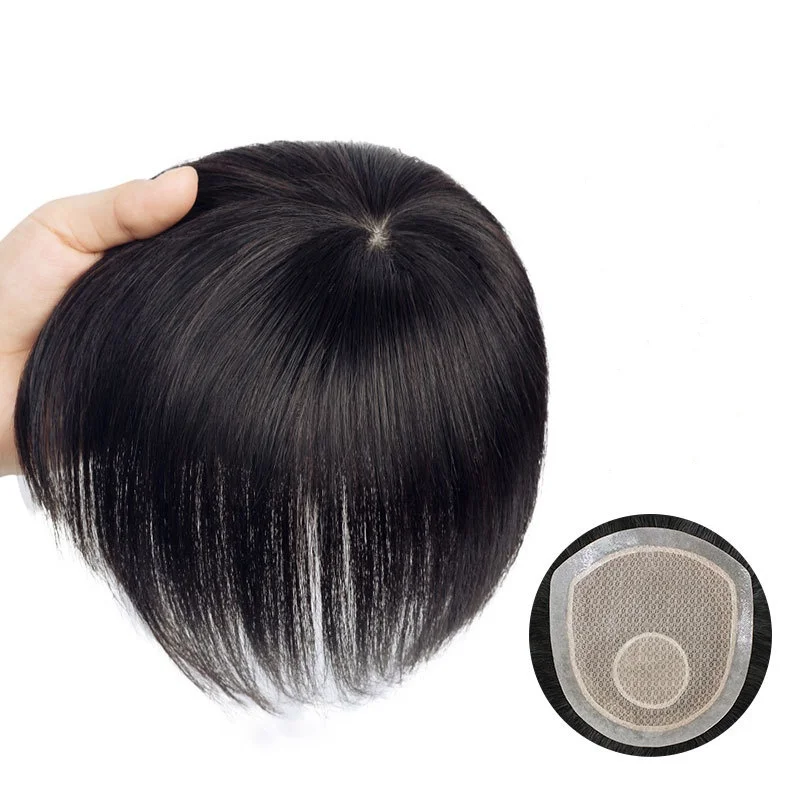Toupee Color: 7#, Toupee Density: 80%, Length: 10 Inches - Silk Base Top With PU Men Toupee Male Breathable Men's Capillary Prosthesis 100% Real Natural Hair Replacement System Unit Wigs