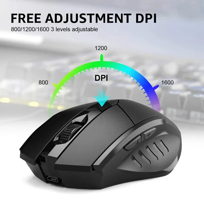 Color: DARKNESS - Inphic Rechargeable Wireless Mouse Ergonomic Bluetooth 5.0 2.4G Mice Office Mute Mouse For MacBook Tablet Laptops Computer PC
