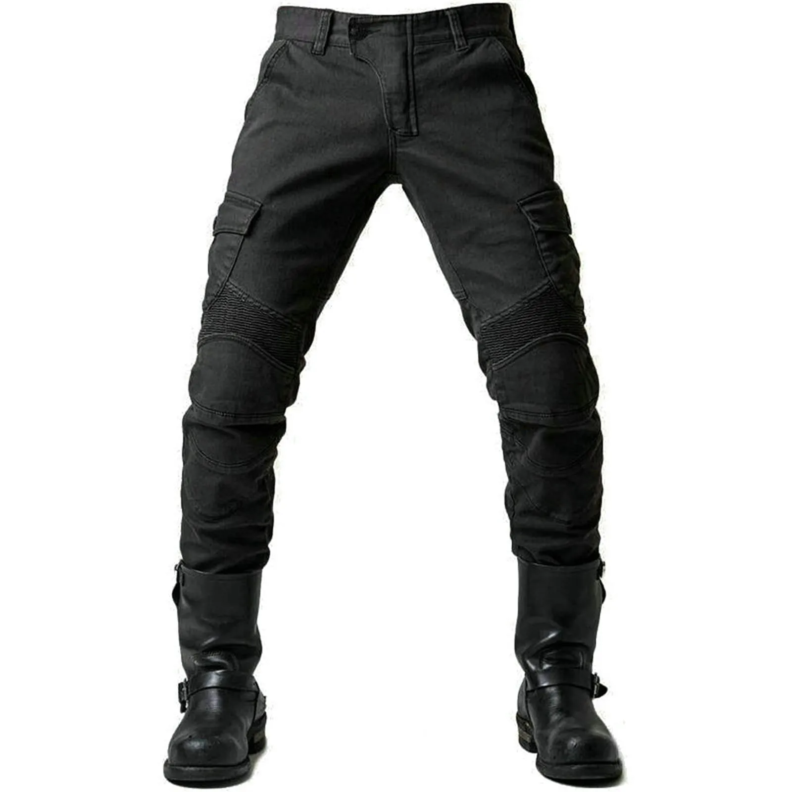 Color: black, Size: M - Motorcycle Protective Trousers Men'S Motorcycle Jeans Breathable Wear-Resistant 2 Pairs Hip And Knee Protectors Removable Pads