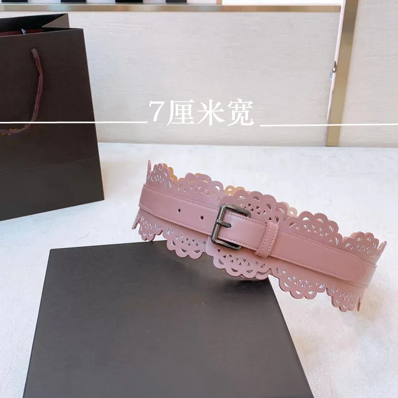 Color: Blue, Belt Length: 70cm - Women's Corset Dermis Wide Belt Vintage Luxury Designer Elegant Skirts Gothic Party Dresses Hollow Waistband Trend 2024