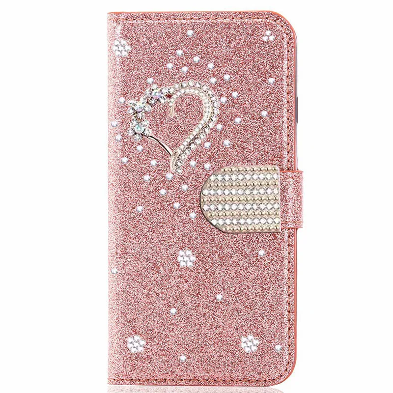 Color: Rose, Material: Plastic - Glitter Wallet Leather Case For Samsung Galaxy S25 FE S24 Ultra S23 Plus S22 S21 A35 A36 A56 A55 A13 A14 A15 A16 A26 A34 A33 A54