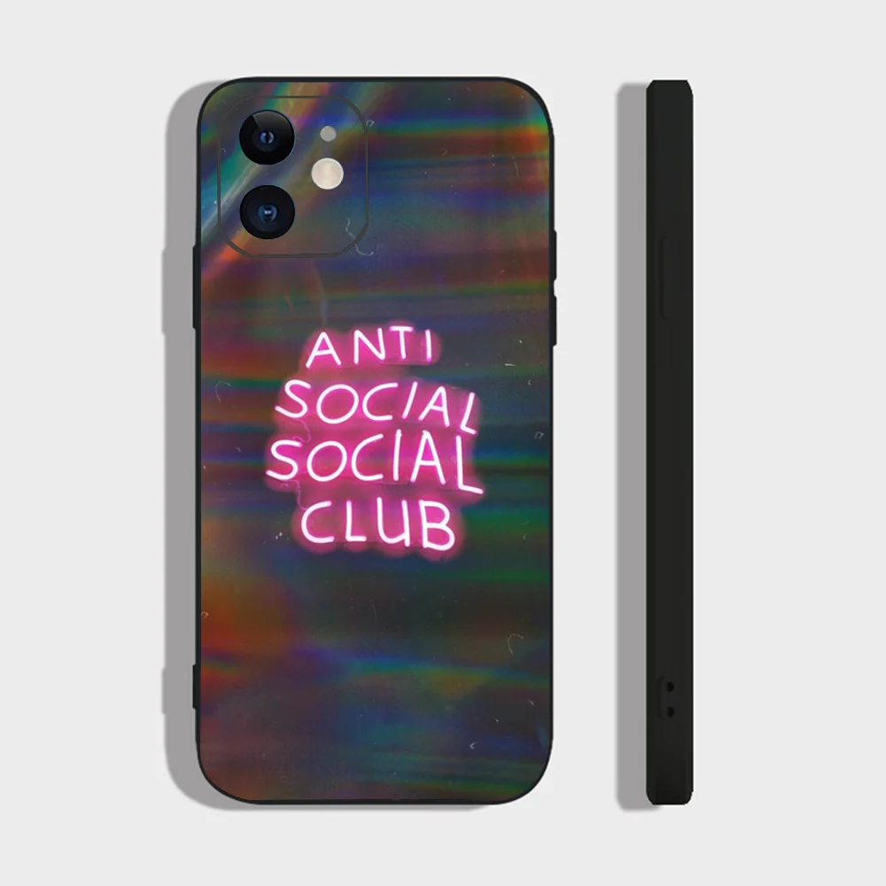 Color: Blue, Material: PP - Anti Social Social Club Phone Case For IPhone 16 15 14 13 Pro Max 11 12 Mini X Xs XR Se 2022 Black Silicone Cover
