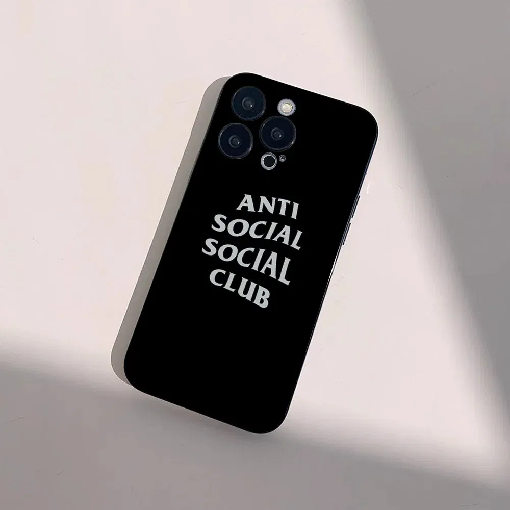 Color: Blue, Material: PP - Anti Social Social Club Phone Case For IPhone 16 15 14 13 Pro Max 11 12 Mini X Xs XR Se 2022 Black Silicone Cover