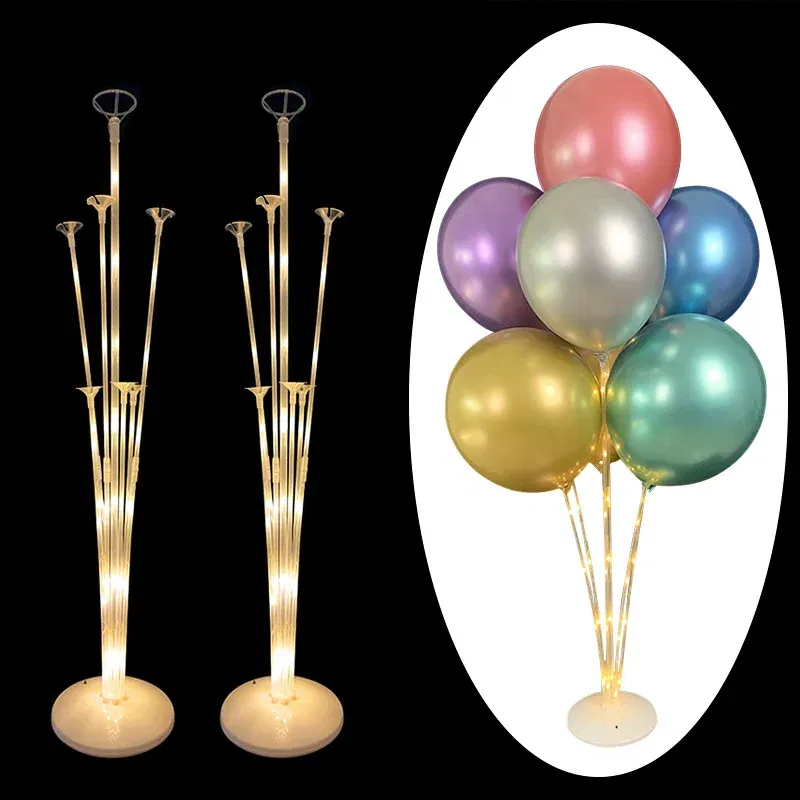 Color: Marble - 7Tubes Balloons Stand Balloon Holder Column Confetti Balloon Baby Shower Kids Birthday Party Wedding Decoration Supplies
