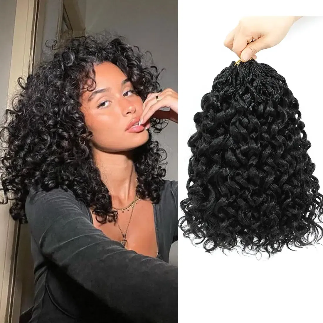 Color: T1B/27, Stretched Length: 10inches, Bulk Buy: 3Pcs/Lot - Box Gogo Curl Crochet Hair for Black Women Pre looped Short Ocean Wave Crochet Hair Water Wave Beach Curl Crochet Braiding Hair