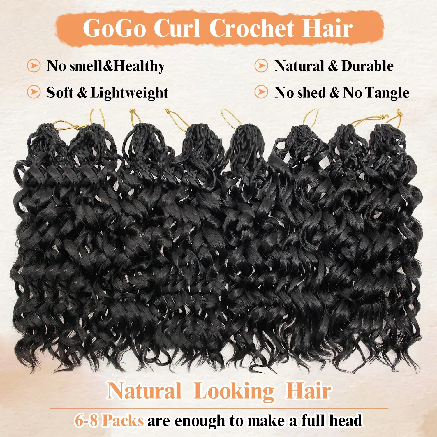 Color: T1B/27, Stretched Length: 10inches, Bulk Buy: 3Pcs/Lot - Box Gogo Curl Crochet Hair for Black Women Pre looped Short Ocean Wave Crochet Hair Water Wave Beach Curl Crochet Braiding Hair