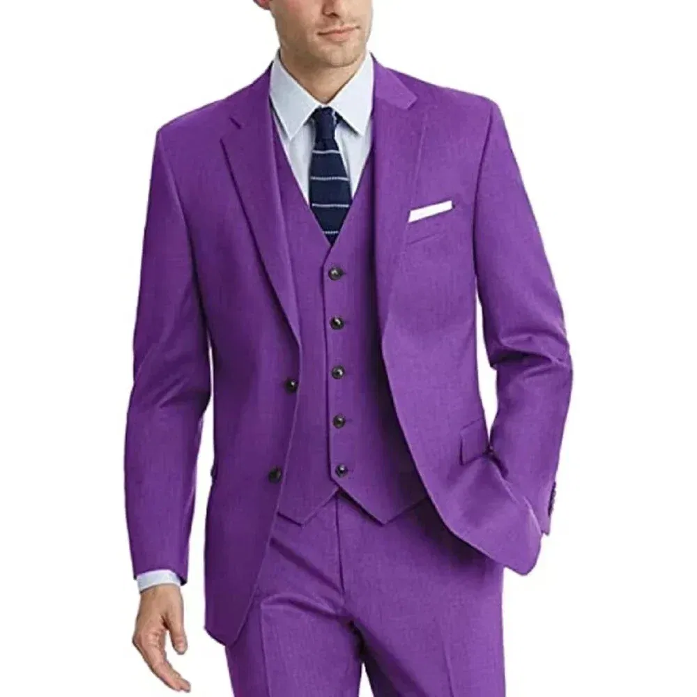 Color: army green, Size: XXL - Formal Suit for Men Slim 3 Pieces Blazer Vest and Pant Set Notched Lapel High Quality Elegant Tuxedo Set Wedding Dress Business