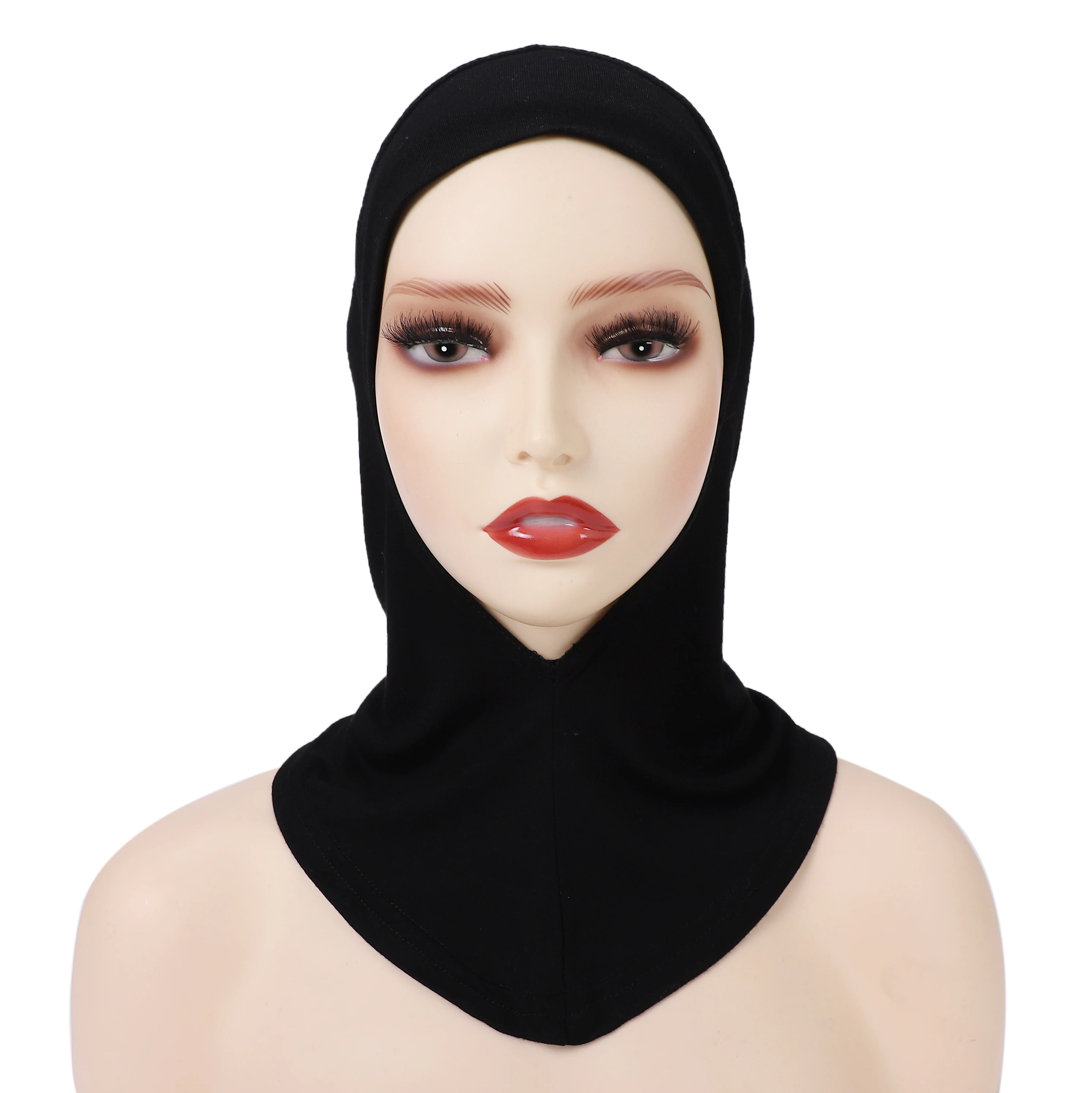 Color: black - 1 Piece Turban Caps for Women Muslim Underscarf Modal Hijab Inner Caps Stretchy Full Cover Shawl Cap Full Neck Coverage