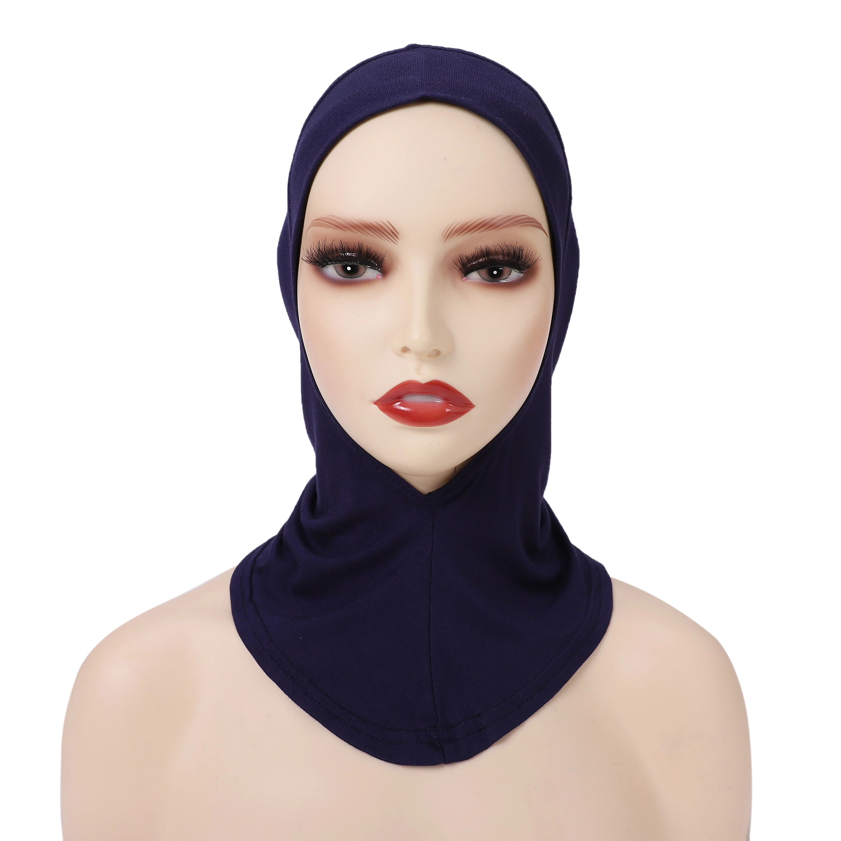 Color: black - 1 Piece Turban Caps for Women Muslim Underscarf Modal Hijab Inner Caps Stretchy Full Cover Shawl Cap Full Neck Coverage