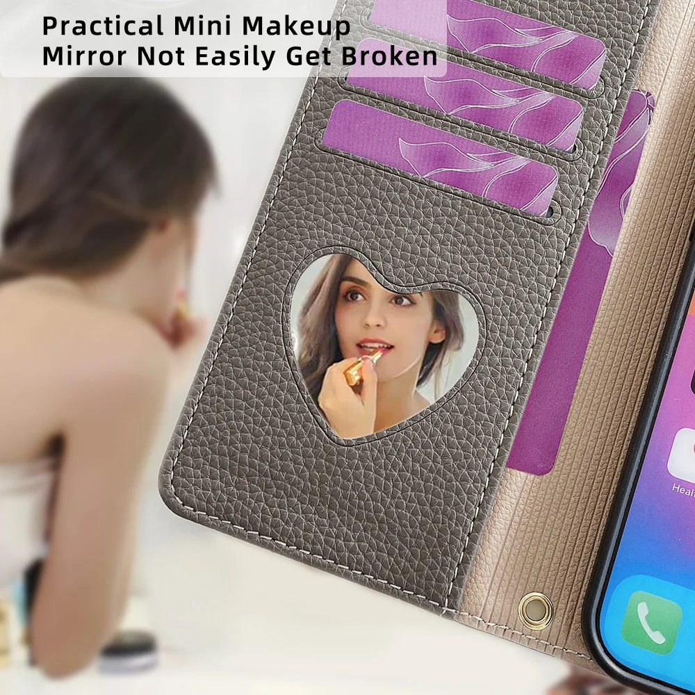 Color: Dark Blue, Compatibility by Model: Galaxy A16 - Leather Phone Case for SAMSUNG Galaxy A05 A06 A16 A15 A36 A56 A26 5G Crossbody Wallet Case Flip Mirror Cover with Long Lanyard