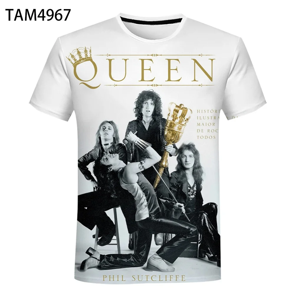 Color: Blue, Size: XXXL - New British Rock Band Queen 3D Printed Men Women T-shirt Casual Short Sleeve Oversized Tees Tops Fashion Punk O-Neck Clothing