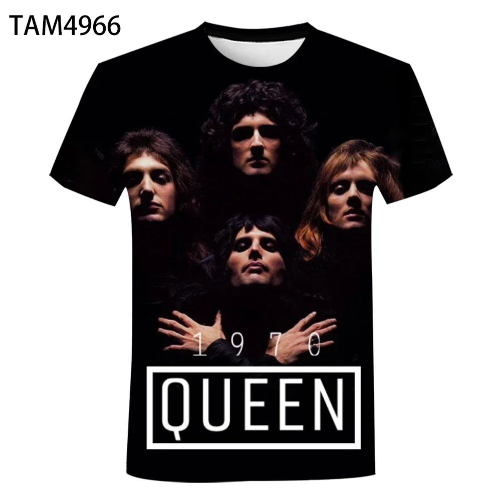 Color: Blue, Size: XXXL - New British Rock Band Queen 3D Printed Men Women T-shirt Casual Short Sleeve Oversized Tees Tops Fashion Punk O-Neck Clothing