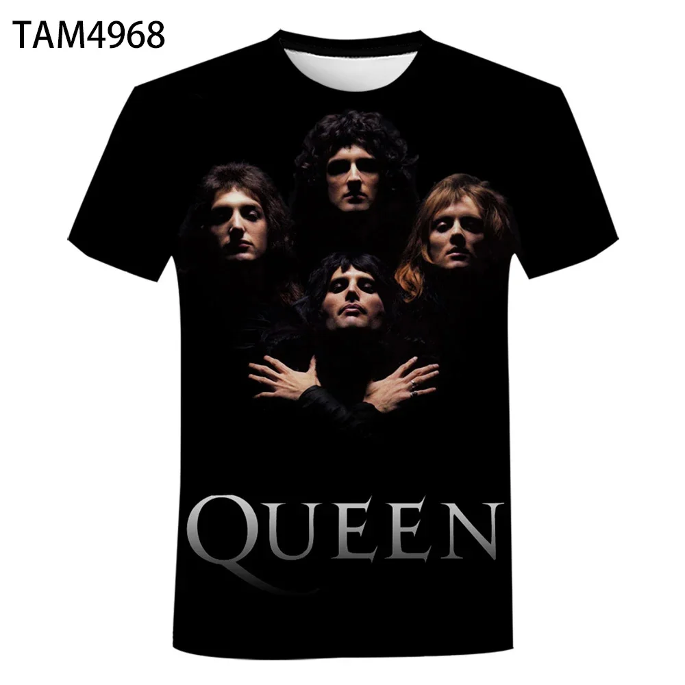 Color: Blue, Size: XXXL - New British Rock Band Queen 3D Printed Men Women T-shirt Casual Short Sleeve Oversized Tees Tops Fashion Punk O-Neck Clothing