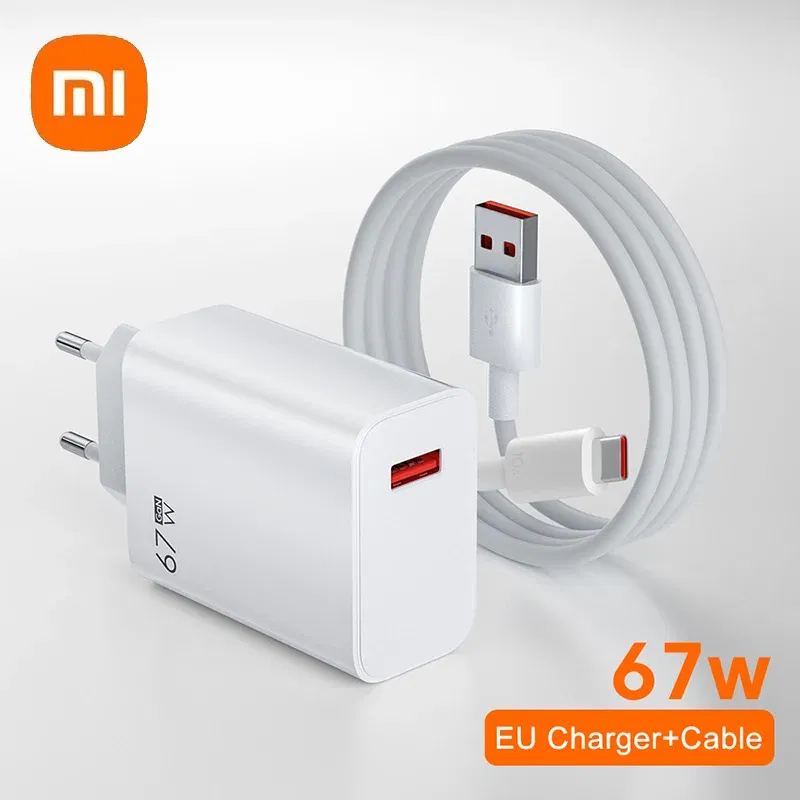 Plug Type: US - Xiaomi 67W Super Fast Charger USB Type-C PD Interface Charging Fast Charging Phone Charger For iPhone15 Samsung Huawei Data Line