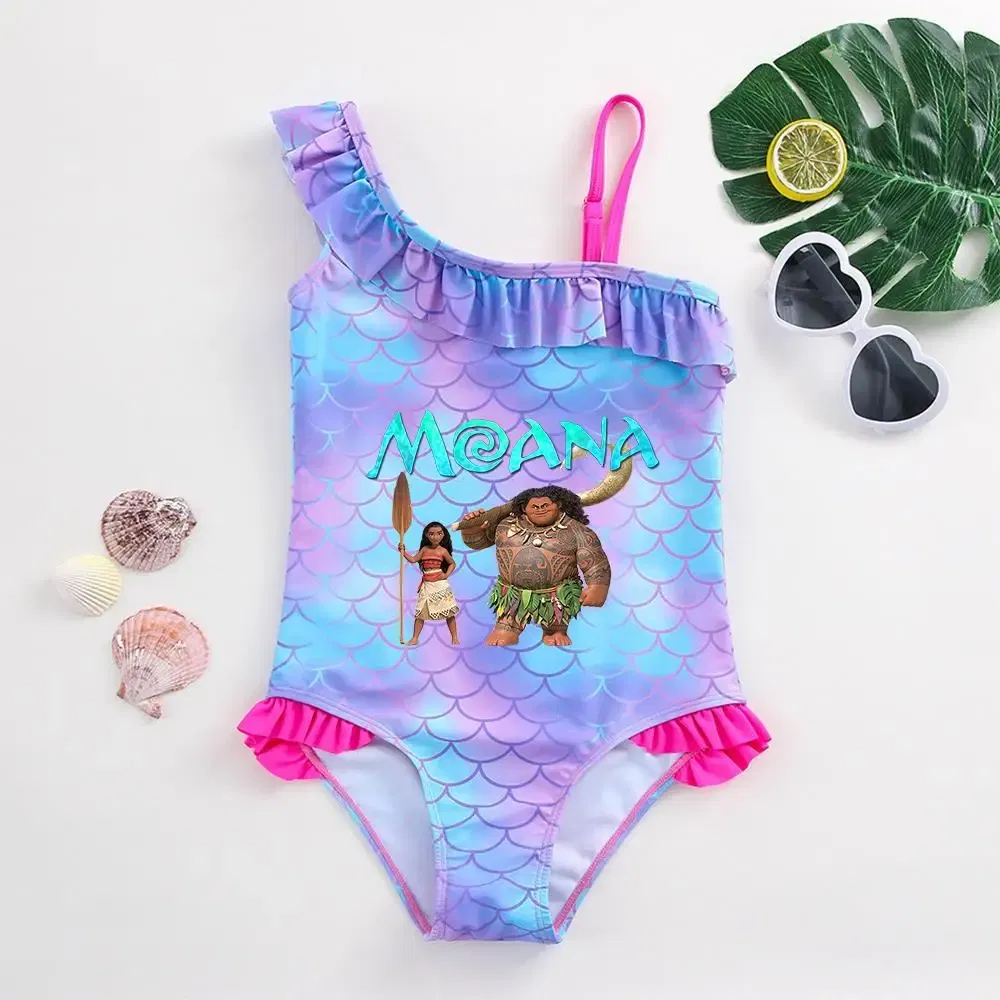 Color: Blue, Kid Size: 12M - Moana Baby Girl Mermaid Fish Scale Print Swimsuit One-Piece Swimwear Toddler Bathing Suit Beach Outfit