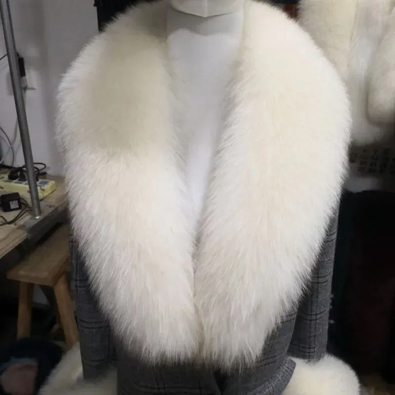 Color: Beige, Size: XS?€old?‰ - Winter Real Fox Fur Collar Woman Furry Natural Raccoon Fur Scarf Shawls Luxury Neck Warmer Wraps For Coat Fur Scarves Large Size