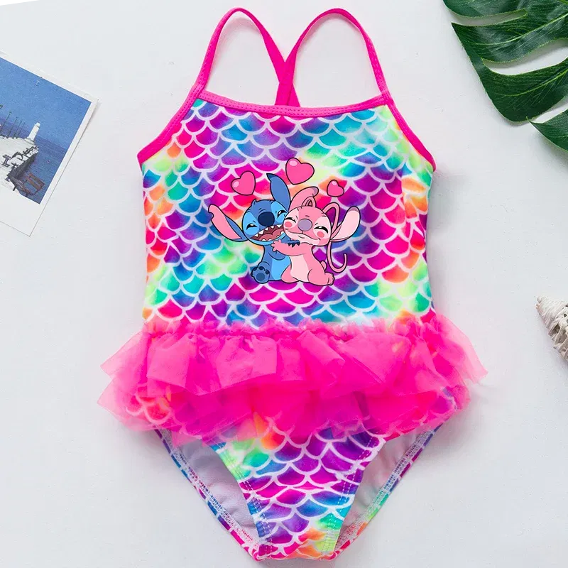 Color: Silver, Kid Size: 9M - Lilo Stitch Girl Swimsuit Summer One-Piece Swimwear Beachwear Pool Mermaid Fish Scale Print Bikini Bathing Outfit Swimming Wear