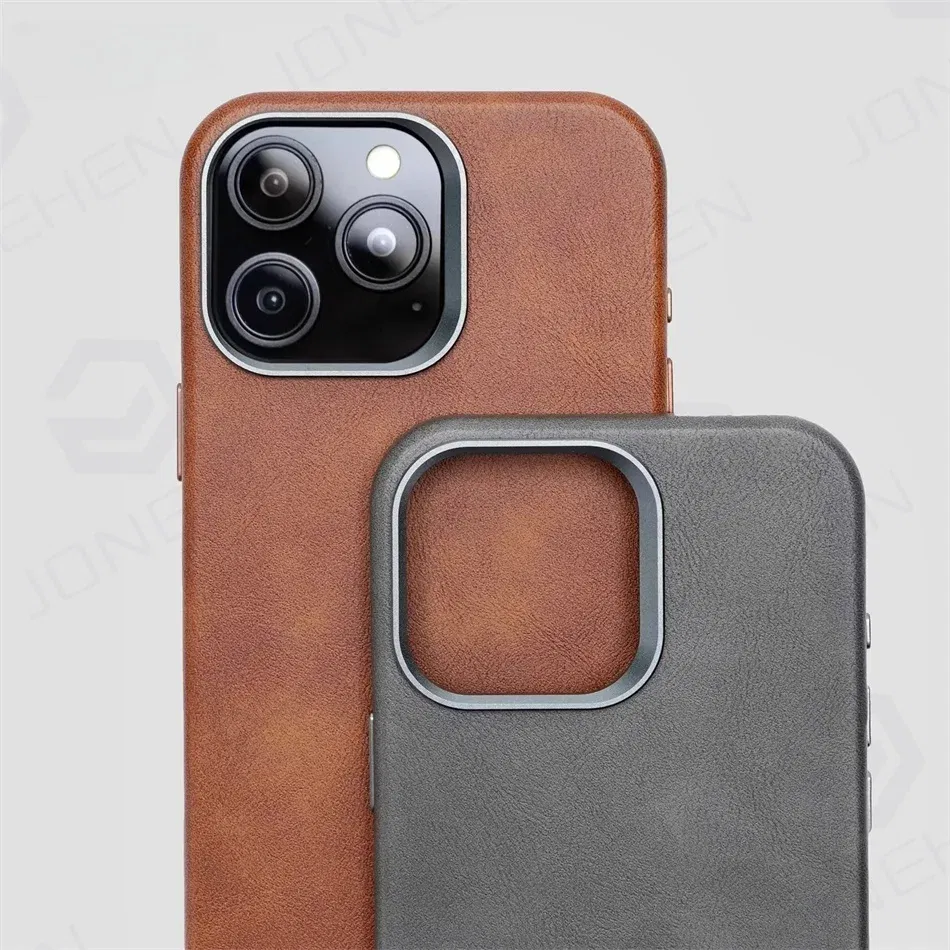 Color: GRAY, Material: Nylon - High-end Retro Oil Wax Pattern Magnetic For Magsafe Leather Case For iPhone Air 15 14 Plus 13 16 17 Pro Max Camera Button Cover