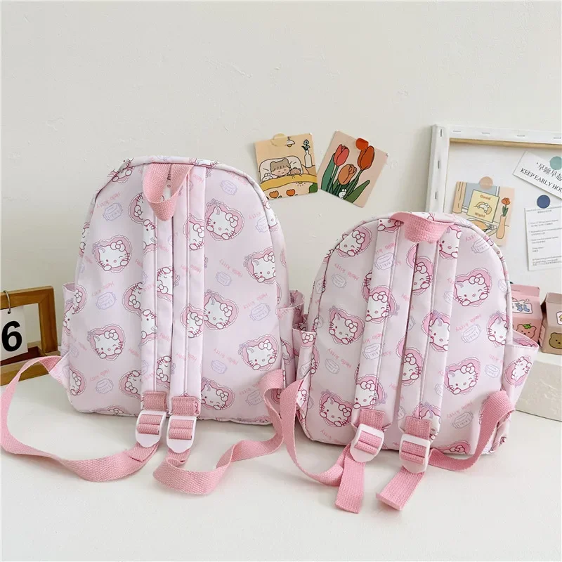 Color: Blue, Size: 12 inches - 2025 Anime Cartoon Kuromi Melody Cinnamoroll Backpack Boys Girls Cartoon Hello Kitty Kawaii Canvas Fashion Children's Schoolbag
