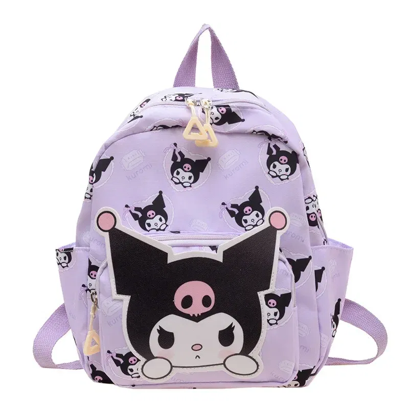 Color: Blue, Size: 12 inches - 2025 Anime Cartoon Kuromi Melody Cinnamoroll Backpack Boys Girls Cartoon Hello Kitty Kawaii Canvas Fashion Children's Schoolbag