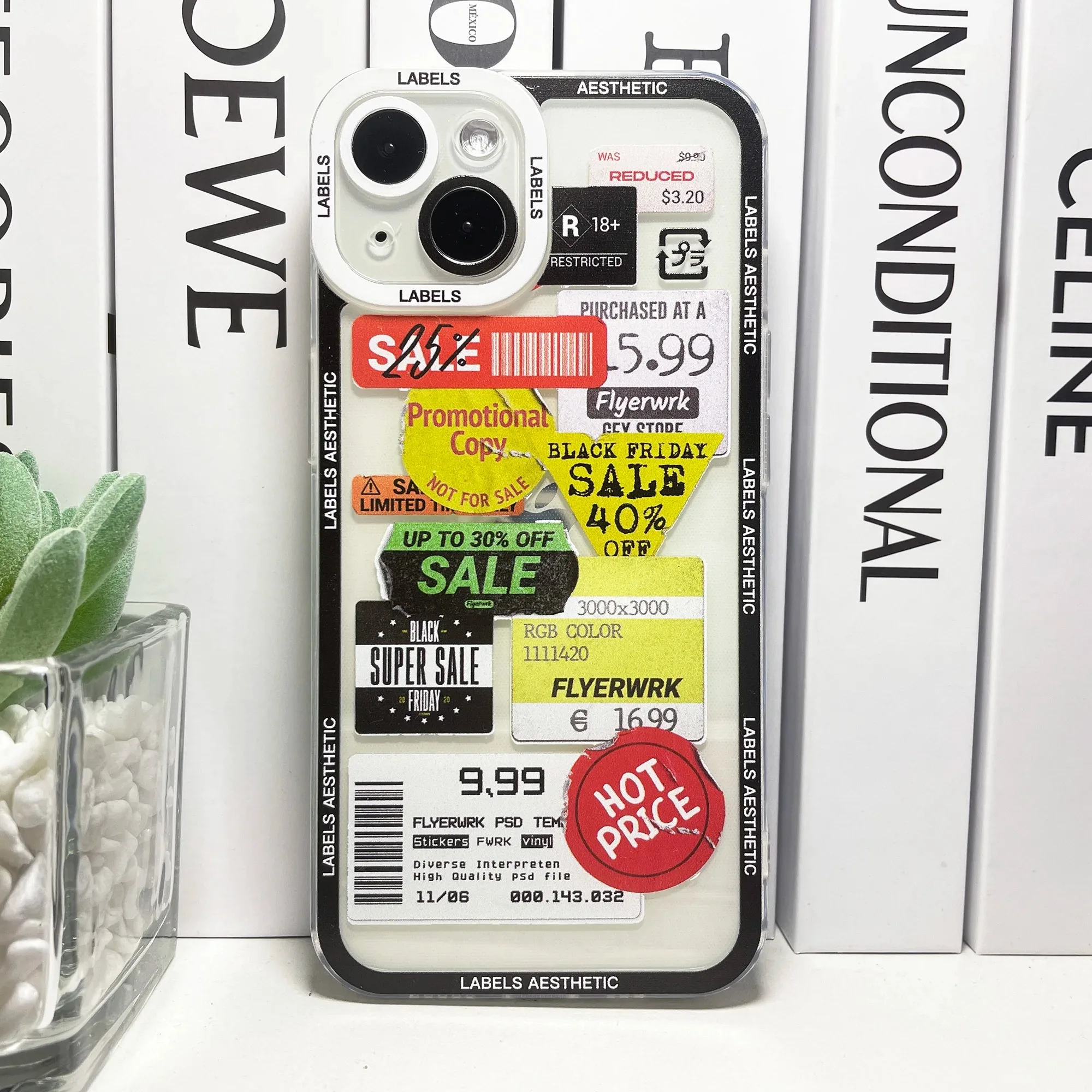 Color: Brown, Material: Vinyl - Mix Labels Collage Stickers Aesthetic Phone Case For Samsung Galaxy S10 S20 S21 S22 S23 S24 FE Plus Ultra Note 20