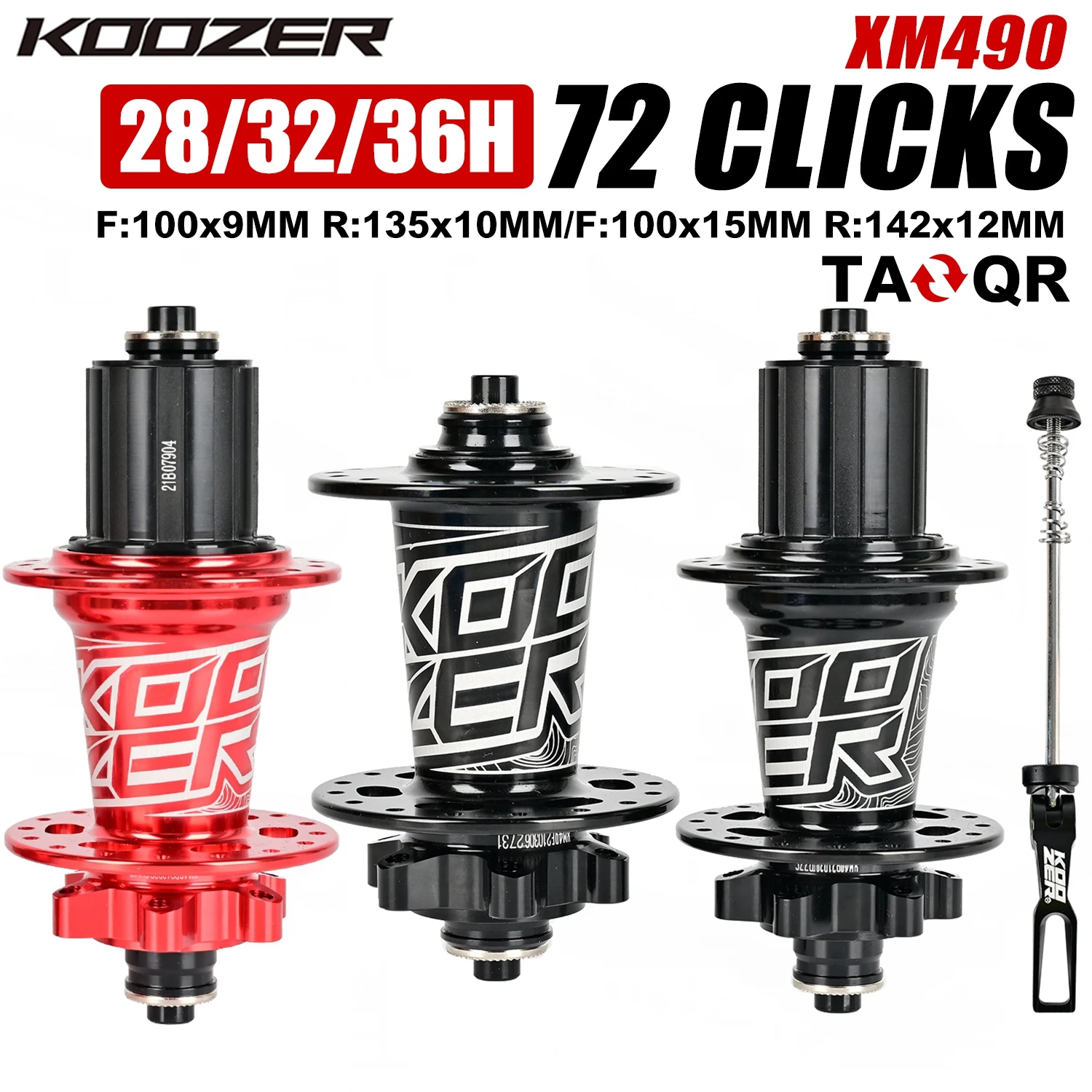 Color: Red - Bicycle Hubs KOOZER XM490 Mountain Bike Hubs 6 Pawl 72 Click 28 32 36H Holes HG SX NX 8-12 Speeds 26 27.5 29 Inches Rear Hubs