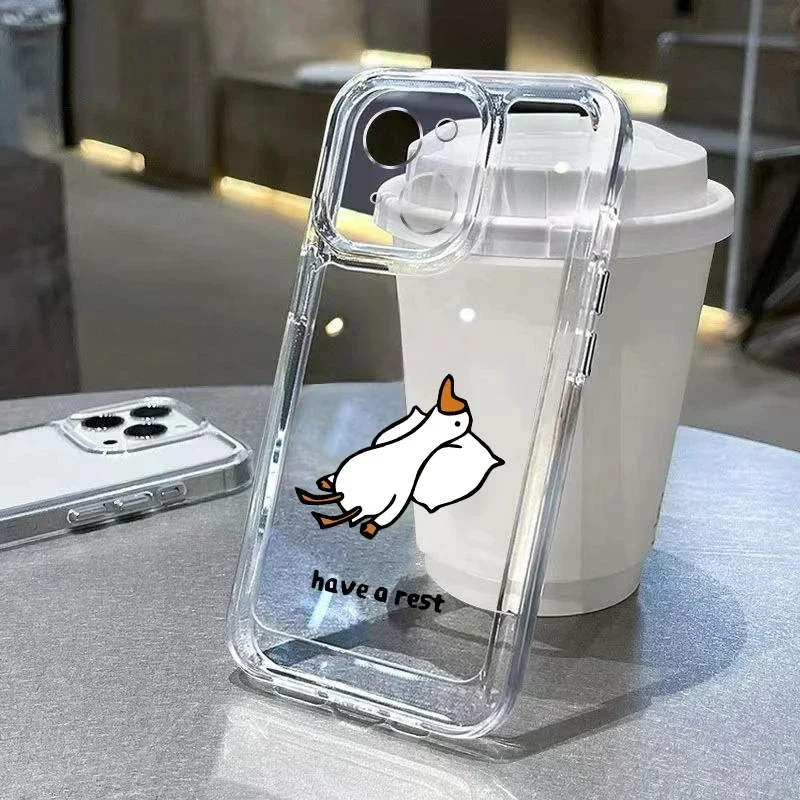 Color: Blue, Compatibility by Model: iPhone 12 Pro Max - Cute Duck Phone Case For iPhone 16 15 14 13 12 11 Pro Max XS X XR 7 8 Plus Mini SE 2020 2022 Mobile Funda Transparent