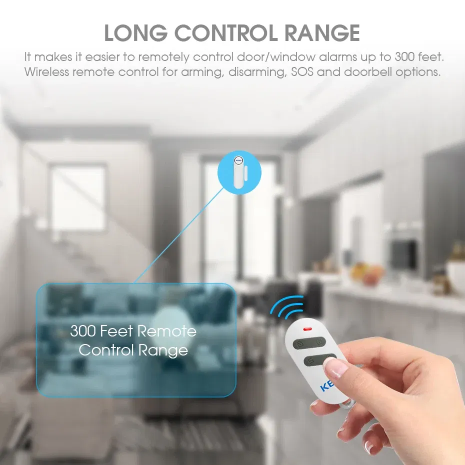 Color: Dark Grey, Ships From: CHINA - KERUI Wireless Door/Windows Sensor Alarm 300ft 120dB Anti-Theft Smart Remote Control For Kids Cabinet Safety Home Security