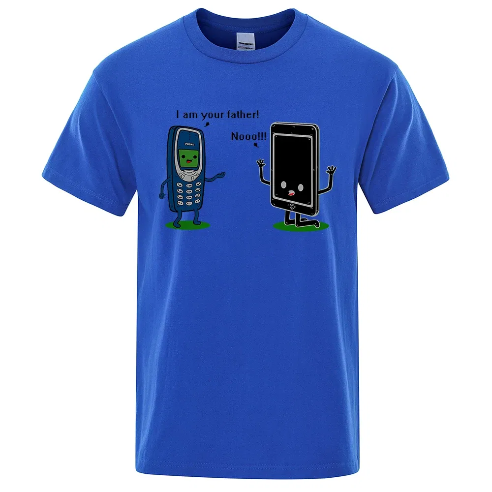 Color: black, Size: L - I'm your father Funny phone T-Shirts Men Women Casual Short Sleeve Crewneck Breathable Tops Cotton Summer Hip Hop Tee Clothing