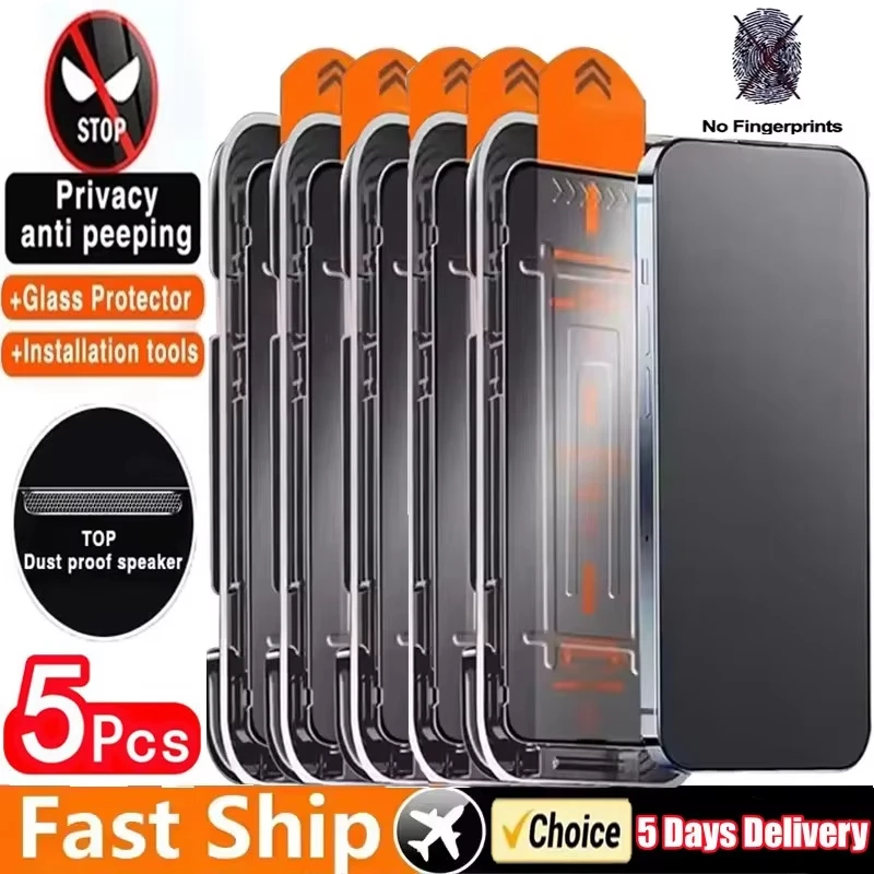 Compatibility by Model: Poco X6 Pro, Material: pet - 5pcs Dust Free Install Anti-Spy Tempered Glass For Poco F6 Pro F5 F3 M6 M5S M4 M3 M2 X6 X5 X4 X3 C65 5G Privacy Screen Protector