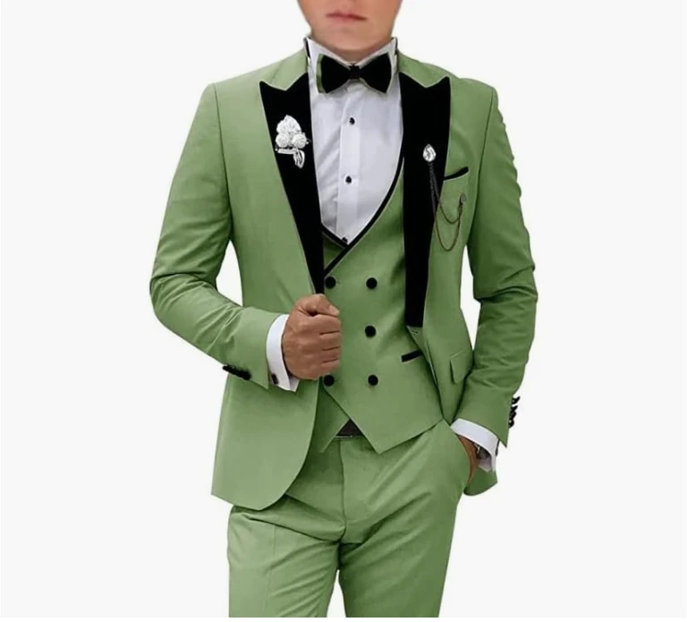 Color: Ivory, Size: XL - Pink Prom Suit for Men 3 Piece Jacket Vest Pants Set Peaked Lapel Blazer Outfit Costume Birthday Party