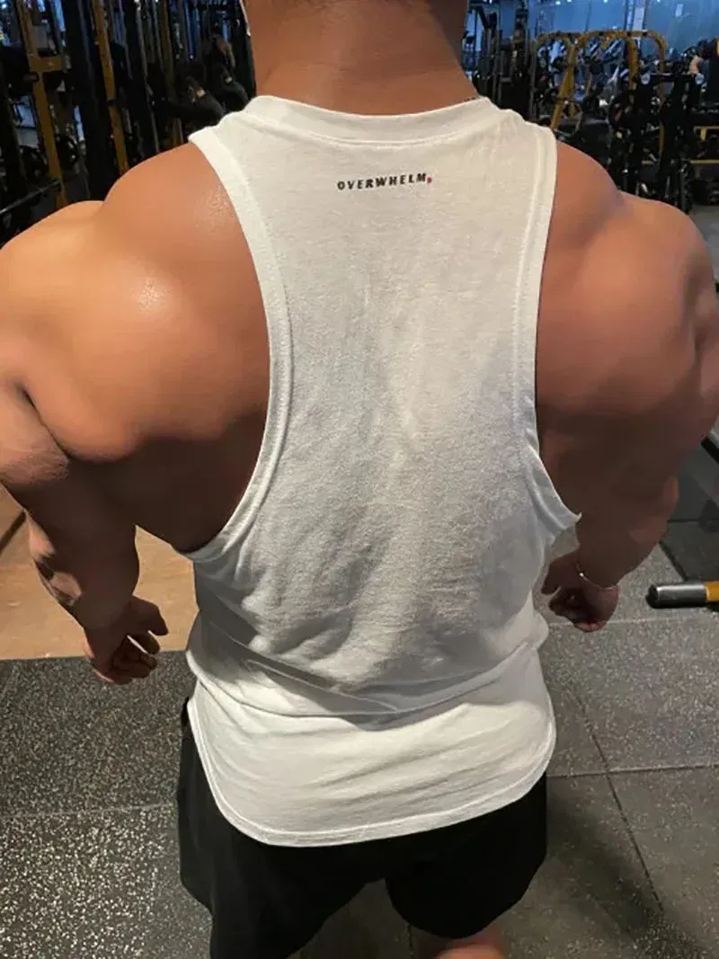 Color: Blue, Size: XXL - Summer New Figure Sports Vest Men's Cotton Elastic Training Fitness Vest Fashion Basketball Enthusiasts Hot Transfer Logo