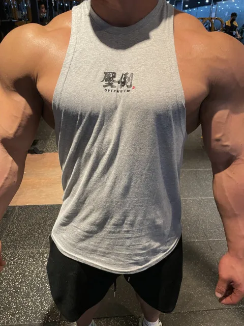 Color: Blue, Size: XXL - Summer New Figure Sports Vest Men's Cotton Elastic Training Fitness Vest Fashion Basketball Enthusiasts Hot Transfer Logo