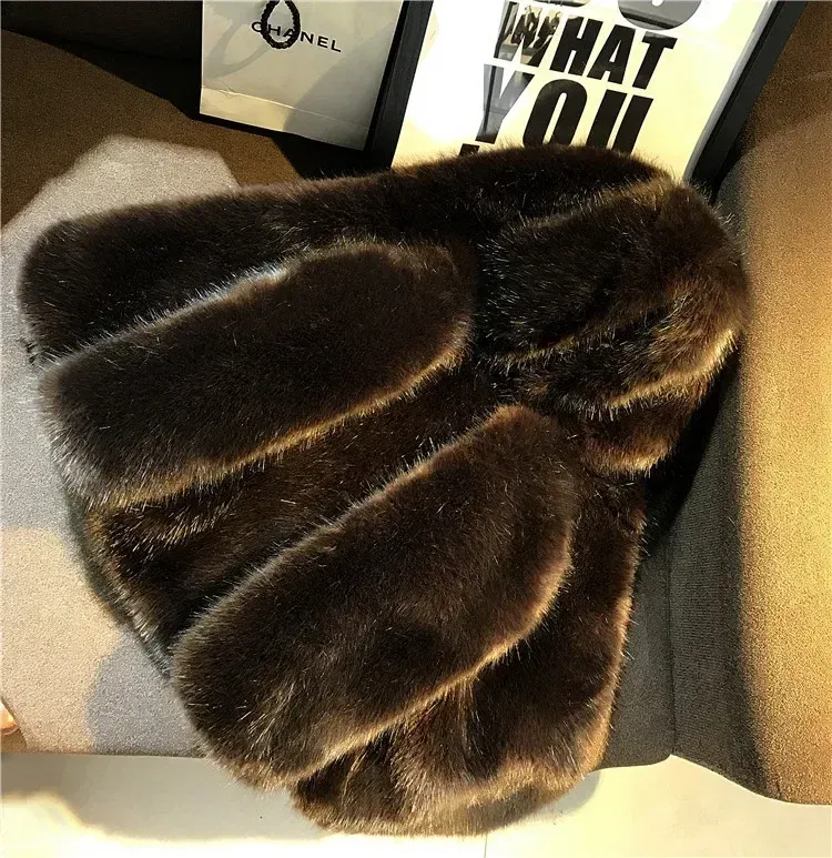 Color: Blue, Kid Size: 8T - Girl Fur Coat Winter Children Cotton-padded Korean Style Boys and Girls Mink Hair Hooded Fur Coat Short Baby Fur Coat