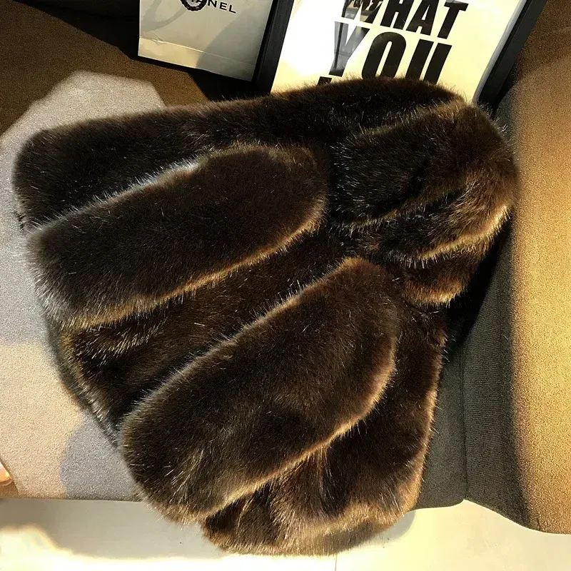 Color: Blue, Kid Size: 8T - Girl Fur Coat Winter Children Cotton-padded Korean Style Boys and Girls Mink Hair Hooded Fur Coat Short Baby Fur Coat