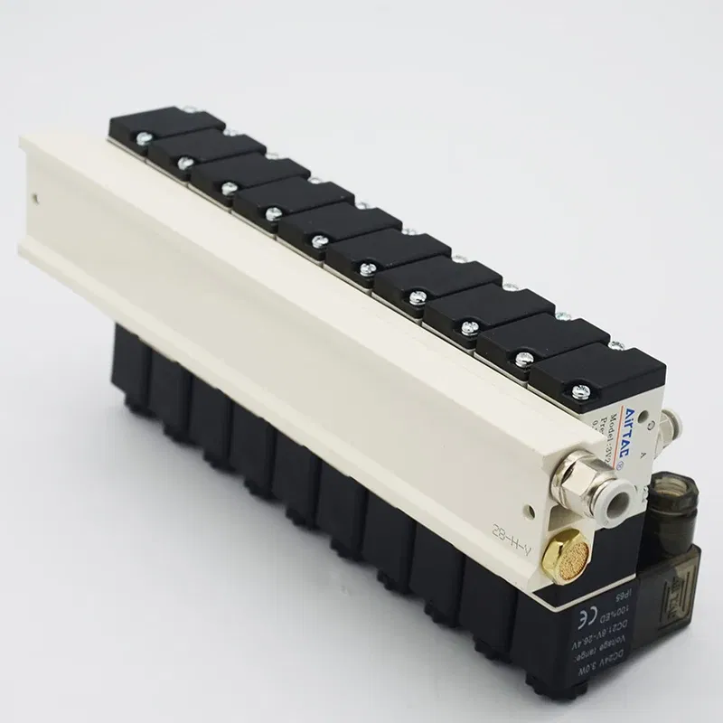 Color: Rose Red, Specification: 1" - 3V210-08 Manifold Station Solenoid Valve 3 port 2 position Multi-way Combination DC12V 24V AC220V With Fitting Solenoid Valves