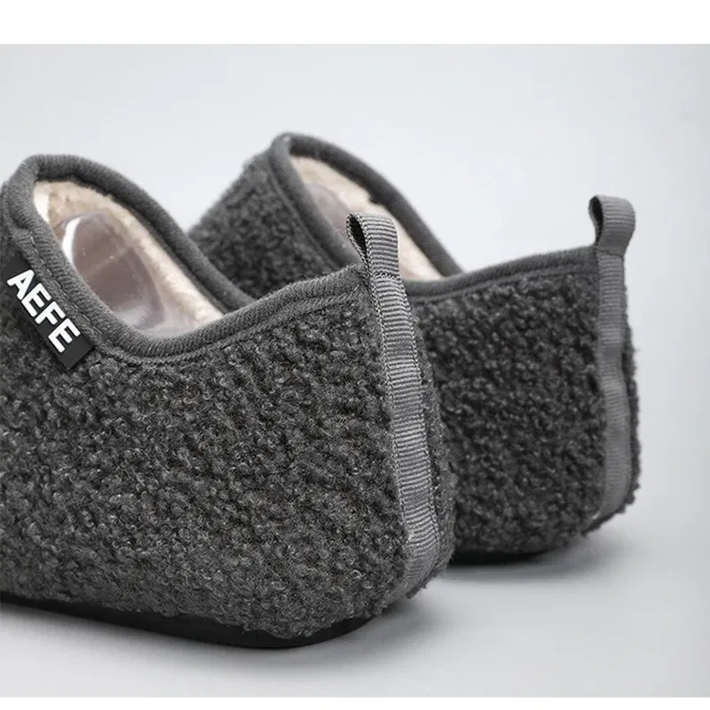 Color: black, Shoe Size: 45, Ships From: CHINA - Winter Fashion Men Slippers Plush Male Home Cotton Shoes Warm Anti-slip Men's Casual Shoes Flexible Solid Flats 39-47 Slip On