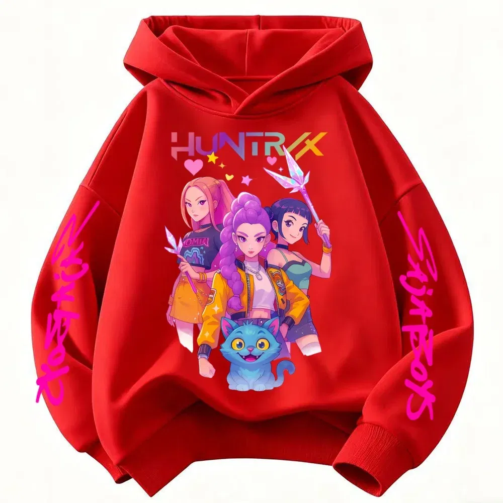 Color: Blue, Kid Size: 7 - Movie KPop Demon Hunters Rumi Mira Zoey Graphic Hoodie Men's Women Korean Fashion Trend Streetwear Unisex Casual Fleece Pullover